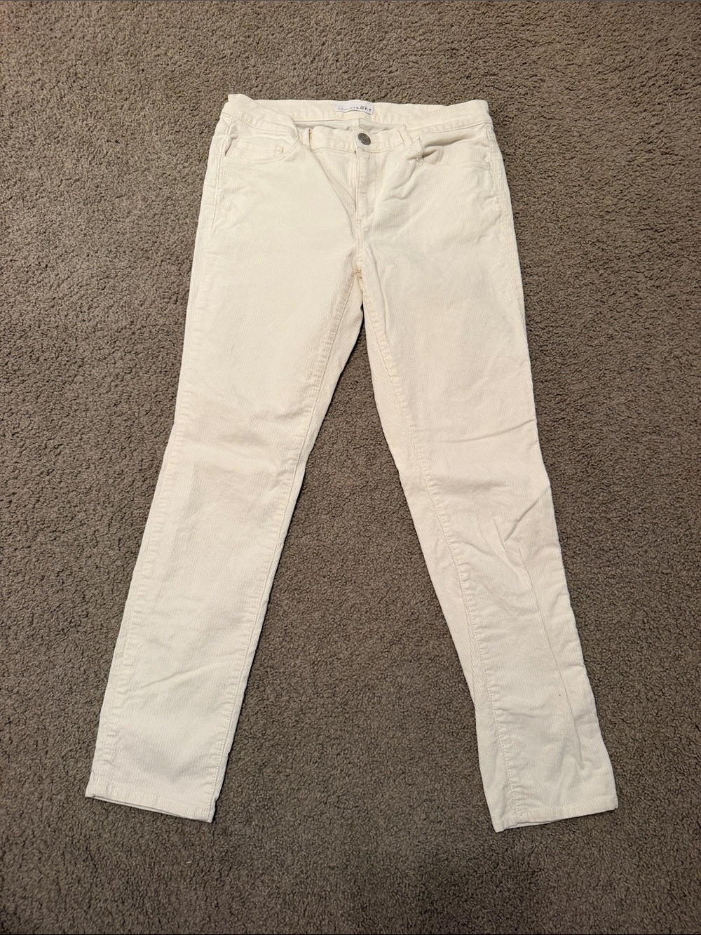 LOFT Cream Skinny Corduroy Pants